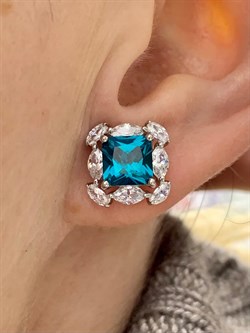 *Пусеты Голубой Турмалин Параиба синт арт. С01739Ю/Ag-610/95-444 вес 3,97 г - фото 240010