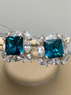 *Пусеты Голубой Турмалин Параиба синт арт. С01739Ю/Ag-610/95-444 вес 3,97 г - фото 240011