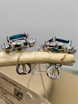 *Пусеты Голубой Турмалин Параиба синт арт. С01739Ю/Ag-610/95-444 вес 3,97 г - фото 240013