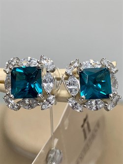 *Пусеты Голубой Турмалин Параиба синт арт. С01739Ю/Ag-610/95-444 вес 3,97 г - фото 240014