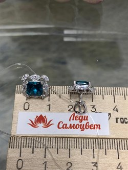 *Пусеты Голубой Турмалин Параиба синт арт. С01739Ю/Ag-610/95-444 вес 3,97 г - фото 240016