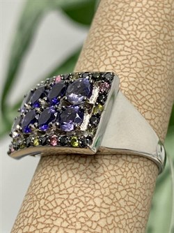 *Кольцо р.18 Фиалка Микс Иолит Турмалин арт. К1328Ю/Ag-617/35-294 вес 5,61 г - фото 240037 *Кольцо р.18 Фиалка Микс Иолит Турмалин арт. К1328Ю/Ag-617/35-294 вес 5,61 г - фото 240037
