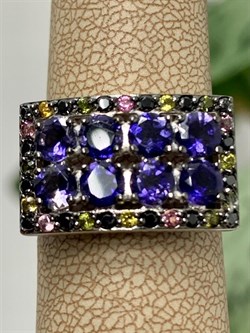 *Кольцо р.18 Фиалка Микс Иолит Турмалин арт. К1328Ю/Ag-617/35-294 вес 5,61 г - фото 240039 *Кольцо р.18 Фиалка Микс Иолит Турмалин арт. К1328Ю/Ag-617/35-294 вес 5,61 г - фото 240039