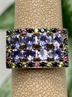 *Кольцо р.18 Фиалка Микс Иолит Турмалин арт. К1328Ю/Ag-617/35-421 вес 5,26 г - фото 240040 *Кольцо р.18 Фиалка Микс Иолит Турмалин арт. К1328Ю/Ag-617/35-421 вес 5,26 г - фото 240040