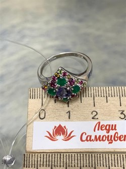 *Кольцо р.18 Орхидея Микс Зеленый Агат Иолит Родолит Турмалин арт. К1325Ю/Ag-607/37-704 вес 3,14 г - фото 240087 *Кольцо р.18 Орхидея Микс Зеленый Агат Иолит Родолит Турмалин арт. К1325Ю/Ag-607/37-704 вес 3,14 г - фото 240087