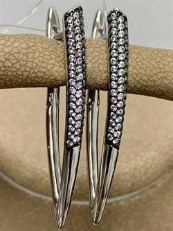 *Серьги Прищепки Белый Фианит арт CZ-E03574-X-WB-X-X-W-458 вес 4,8 г - фото 240220 *Серьги Прищепки Белый Фианит арт CZ-E03574-X-WB-X-X-W-458 вес 4,8 г - фото 240220