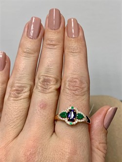 *Кольцо р.19,5 Микс Агат Иолит арт. К1615Ю/Ag-617/30ПОЗ-831 вес 2,59 г - фото 240351