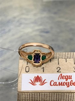 *Кольцо р.19,5 Микс Агат Иолит арт. К1615Ю/Ag-617/30ПОЗ-831 вес 2,59 г - фото 240355