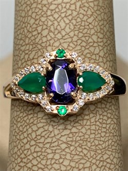 *Кольцо р.19,5 Микс Агат Иолит арт. К1615Ю/Ag-617/30ПОЗ-831 вес 2,59 г - фото 240358