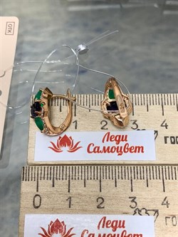 *Серьги Микс Агат Иолит арт. С1615Ю/Ag-617/30ПОЗ-887 вес 3,55 г - фото 240395