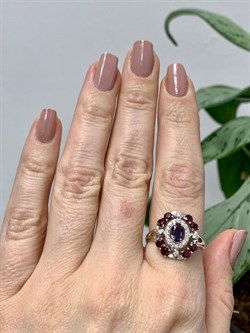 *Кольцо р.18,5 Орхидея Микс Иолит Родолит арт. К1618Ю/Ag-617/39-908 вес 3,26 г - фото 240412 *Кольцо р.18,5 Орхидея Микс Иолит Родолит арт. К1618Ю/Ag-617/39-908 вес 3,26 г - фото 240412