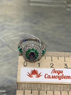 *Кольцо р.17,5 Микс Зеленый Агат Иолит арт. К1623Ю/Ag-617/30-380 вес 3,5 г - фото 240915 *Кольцо р.17,5 Микс Зеленый Агат Иолит арт. К1623Ю/Ag-617/30-380 вес 3,5 г - фото 240915