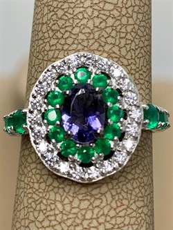 *Кольцо р.17,5 Микс Зеленый Агат Иолит арт. К1623Ю/Ag-617/30-380 вес 3,5 г - фото 240918 *Кольцо р.17,5 Микс Зеленый Агат Иолит арт. К1623Ю/Ag-617/30-380 вес 3,5 г - фото 240918