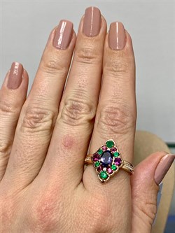 *Кольцо р.18,5 Микс Зеленый Агат Иолит Родолит арт. К1625Ю/Ag-617/31ПОЗ-072 вес 3,71 г - фото 240962 *Кольцо р.18,5 Микс Зеленый Агат Иолит Родолит арт. К1625Ю/Ag-617/31ПОЗ-072 вес 3,71 г - фото 240962