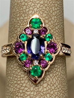 *Кольцо р.18 Микс Агат Иолит Родолит арт. К1625Ю/Ag-617/31ПОЗ-168 вес 3,65 г - фото 240989 *Кольцо р.18 Микс Агат Иолит Родолит арт. К1625Ю/Ag-617/31ПОЗ-168 вес 3,65 г - фото 240989