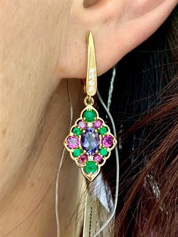 *Серьги Микс Агат Иолит Родолит арт. С1625Ю/Ag-617/31ПОЗ-909 вес 5,21 г - фото 241005 *Серьги Микс Агат Иолит Родолит арт. С1625Ю/Ag-617/31ПОЗ-909 вес 5,21 г - фото 241005