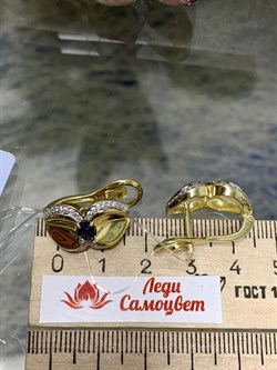 *Серьги Орхидея Иолит Африка арт. С1765Ю/Ag-617/13ПОЗ-232 вес 8,01 г - фото 241076