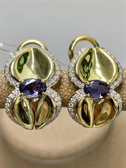 *Серьги Орхидея Иолит Африка арт. С1765Ю/Ag-617/13ПОЗ-232 вес 8,01 г - фото 241078