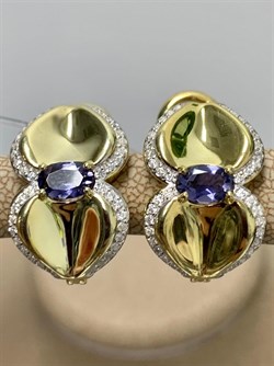 *Серьги Орхидея Иолит Африка арт. С1765Ю/Ag-617/13ПОЗ-232 вес 8,01 г - фото 241079