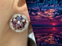 *Серьги Фиалки Микс Иолит Родолит Аметист арт. С1627Ю/Ag-617/14/31-169 вес 6,66 г - фото 241174 *Серьги Фиалки Микс Иолит Родолит Аметист арт. С1627Ю/Ag-617/14/31-169 вес 6,66 г - фото 241174