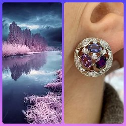 *Серьги Фиалки Микс Иолит Родолит Аметист арт. С1627Ю/Ag-617/14/31-169 вес 6,66 г - фото 241175 *Серьги Фиалки Микс Иолит Родолит Аметист арт. С1627Ю/Ag-617/14/31-169 вес 6,66 г - фото 241175