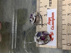 *Серьги Фиалки Микс Иолит Родолит Аметист арт. С1627Ю/Ag-617/14/31-169 вес 6,66 г - фото 241178 *Серьги Фиалки Микс Иолит Родолит Аметист арт. С1627Ю/Ag-617/14/31-169 вес 6,66 г - фото 241178