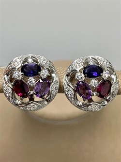 *Серьги Фиалки Микс Иолит Родолит Аметист арт. С1627Ю/Ag-617/14/31-169 вес 6,66 г - фото 241183 *Серьги Фиалки Микс Иолит Родолит Аметист арт. С1627Ю/Ag-617/14/31-169 вес 6,66 г - фото 241183