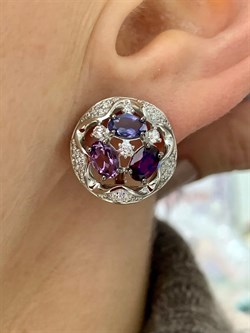 *Серьги Фиалки Микс Иолит Родолит Аметист арт. С1627Ю/Ag-617/14/31-169 вес 6,66 г - фото 241184 *Серьги Фиалки Микс Иолит Родолит Аметист арт. С1627Ю/Ag-617/14/31-169 вес 6,66 г - фото 241184