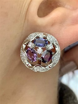 *Серьги Фиалки Микс Иолит Родолит Аметист арт. С1627Ю/Ag-617/14/31-169 вес 6,66 г - фото 241185 *Серьги Фиалки Микс Иолит Родолит Аметист арт. С1627Ю/Ag-617/14/31-169 вес 6,66 г - фото 241185