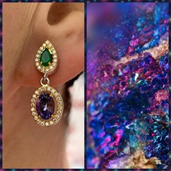 *Серьги Пусеты Микс Зеленый Агат Иолит арт. С01617Ю/Ag-617/30ПОЗ-143 вес 3,86 г - фото 241213 *Серьги Пусеты Микс Зеленый Агат Иолит арт. С01617Ю/Ag-617/30ПОЗ-143 вес 3,86 г - фото 241213