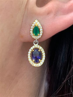 *Серьги Пусеты Микс Зеленый Агат Иолит арт. С01617Ю/Ag-617/30ПОЗ-143 вес 3,86 г - фото 241215 *Серьги Пусеты Микс Зеленый Агат Иолит арт. С01617Ю/Ag-617/30ПОЗ-143 вес 3,86 г - фото 241215