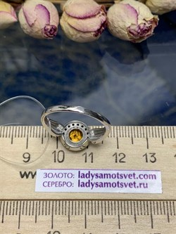 *Кольцо р.18,5 Микс Цитрин Черная Шпинель арт. К1267/Ag-607/31-822 вес 2,39 г - фото 241444