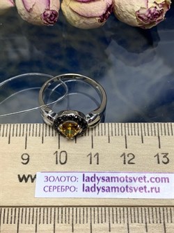 *Кольцо р.18,5 Микс Цитрин Черная Шпинель арт. К1267/Ag-607/31-822 вес 2,39 г - фото 241445
