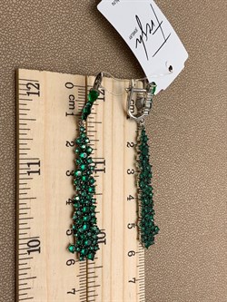 *Серьги Зеленый Фианит арт. MP-E01096-X-WB-X-X-NE-872 вес 8,9 г - фото 241599
