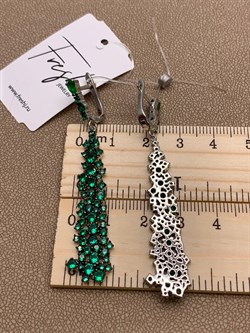 *Серьги Зеленый Фианит арт. MP-E01096-X-WB-X-X-NE-872 вес 8,9 г - фото 241600