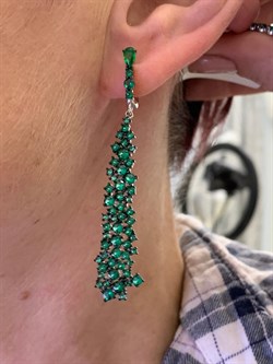 *Серьги Зеленый Фианит арт. MP-E01096-X-WB-X-X-NE-872 вес 8,9 г - фото 241602