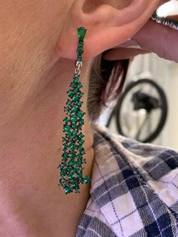 *Серьги Зеленый Фианит арт. MP-E01096-X-WB-X-X-NE-872 вес 8,9 г - фото 241603