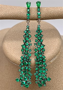 *Серьги Зеленый Фианит арт. MP-E01096-X-WB-X-X-NE-872 вес 8,9 г - фото 241604