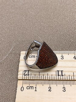 *Кольцо р.18,5 Рыжий Фианит Микро Вставки арт. MP-R00979-X-WB-X-X-Or-568 вес 5,97 г - фото 241756