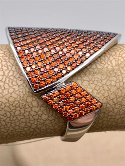 *Кольцо р.18,5 Рыжий Фианит Микро Вставки арт. MP-R00979-X-WB-X-X-Or-568 вес 5,97 г - фото 241761