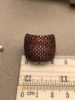 *Кольцо р.18,5 Рыжий Фианит Микро Вставки арт. MP-R00598-X-WB-X-X-DG-674 вес 10,2 г - фото 241802