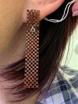 *Серьги Рыжий Фианит Микро Вставки арт. CZ-E01595-X-WB-X-X-DG-003 вес 12,30 г - фото 241815