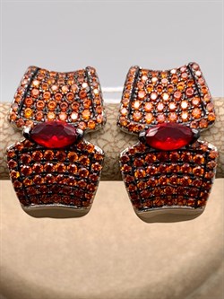 *Серьги Рыжий Фианит Микро Вставки арт. CZ-E01212-X-WB-RG-X-DG-758 вес 6,05 г - фото 241824