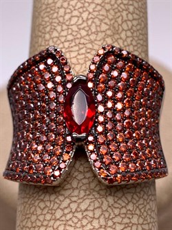 *Кольцо р.18 Рыжий Фианит Микро Вставки арт. CZ-R01212-X-WB-RG-X-DG-727 вес 8,29 г - фото 241830