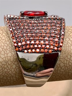 *Кольцо р.18 Рыжий Фианит Микро Вставки арт. CZ-R01212-X-WB-RG-X-DG-727 вес 8,29 г - фото 241832