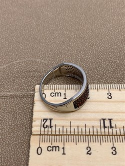 *Кольцо р.19,5 Рыжий Фианит Микро Вставки арт. MP-R00805-X-WB-X-X-Or-480 вес 4,42 г - фото 241837