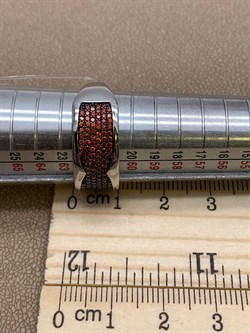 *Кольцо р.19,5 Рыжий Фианит Микро Вставки арт. MP-R00805-X-WB-X-X-Or-480 вес 4,42 г - фото 241845