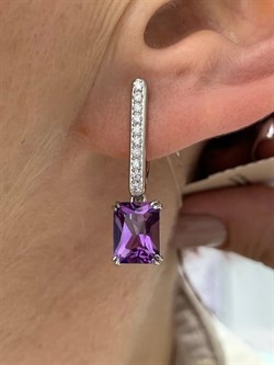 *Серьги Аметист Урал арт. С1270/Ag-617/14-044 вес 3,79 г - фото 242092