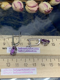 *Серьги Аметист Урал арт. С1270/Ag-617/14-044 вес 3,79 г - фото 242096