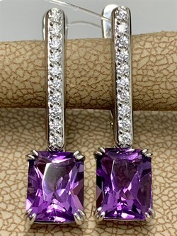 *Серьги Аметист Урал арт. С1270/Ag-617/14-044 вес 3,79 г - фото 242121